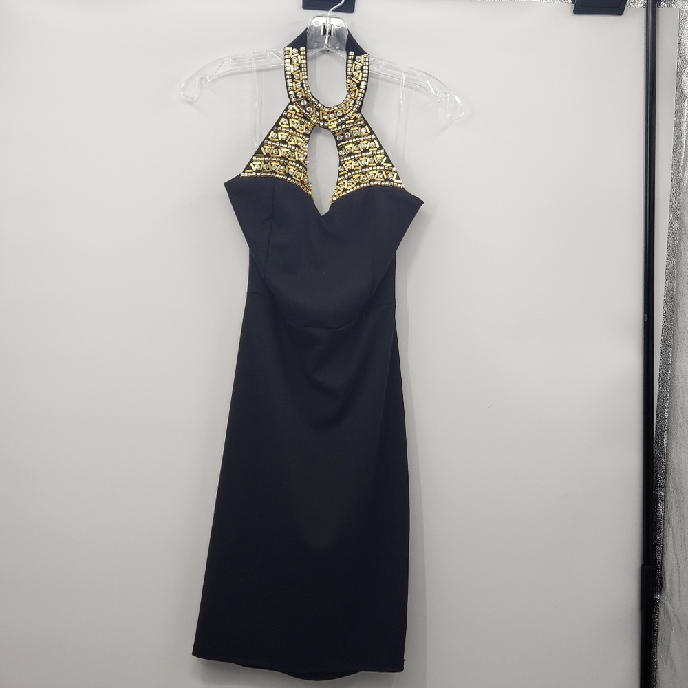 NWT  HALTER DRESS WITH JEWELED DETAILS